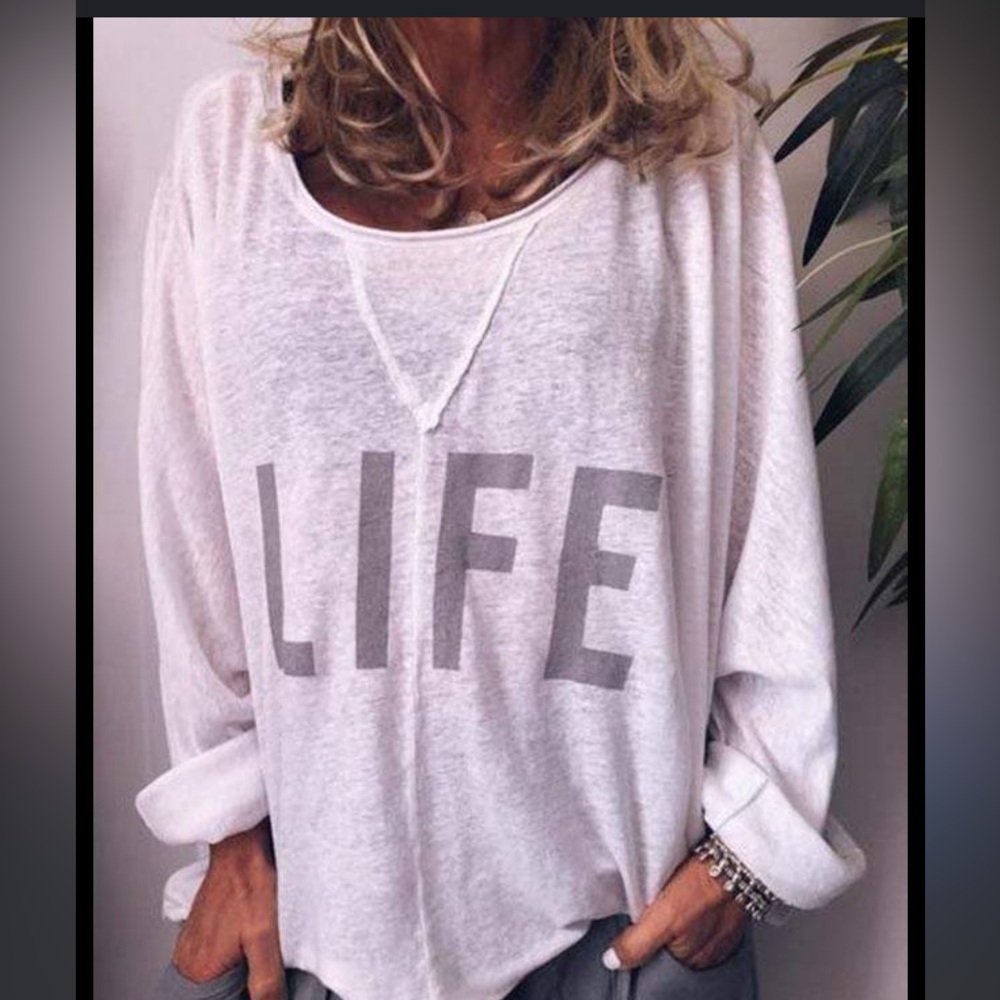 #93 white, “LIFE” T-shirt